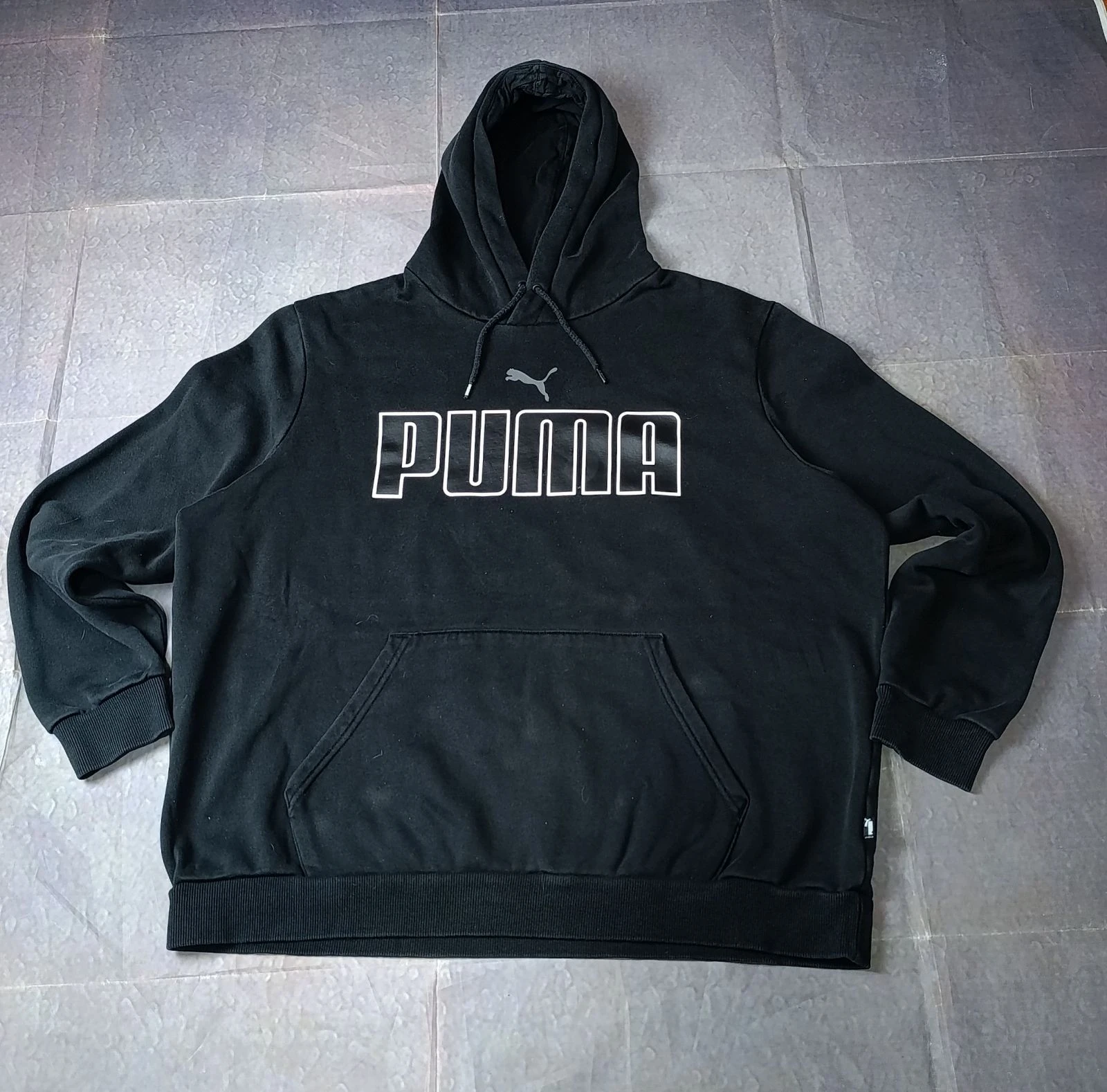 PUMA Black Hoodie Big Logo Sweatshirt Size XL